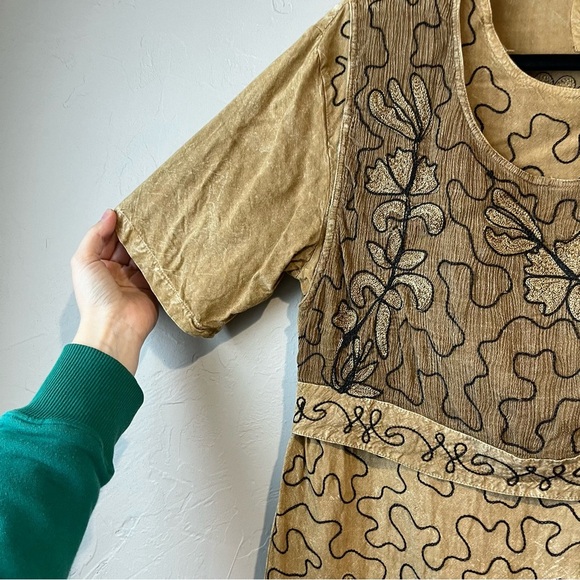 Fairy bohemian boho embroidered eccentric hippy maxi shirt set nature Lagenlook - Picture 6 of 16